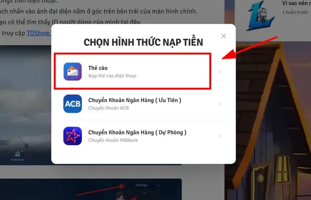 Nạp Số Dư bằng Thẻ Cào 